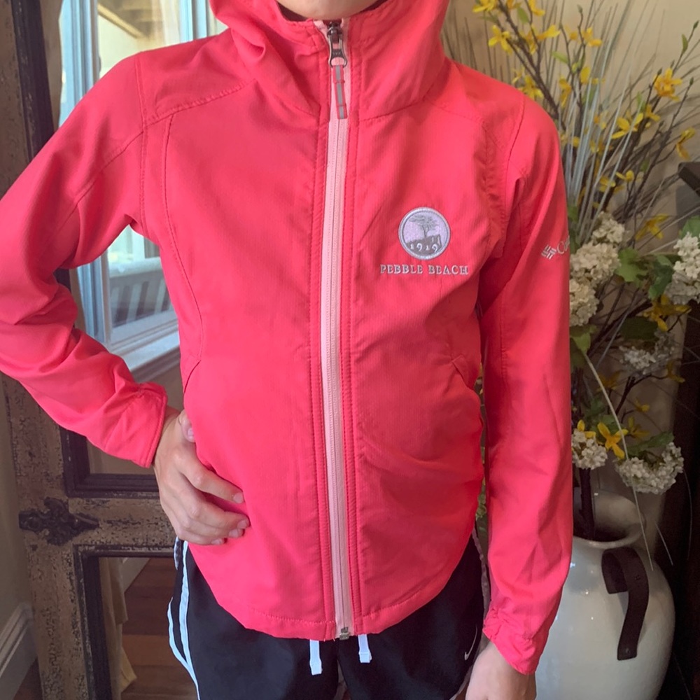 Columbia Pink Girls Rain Jacket with Reflector